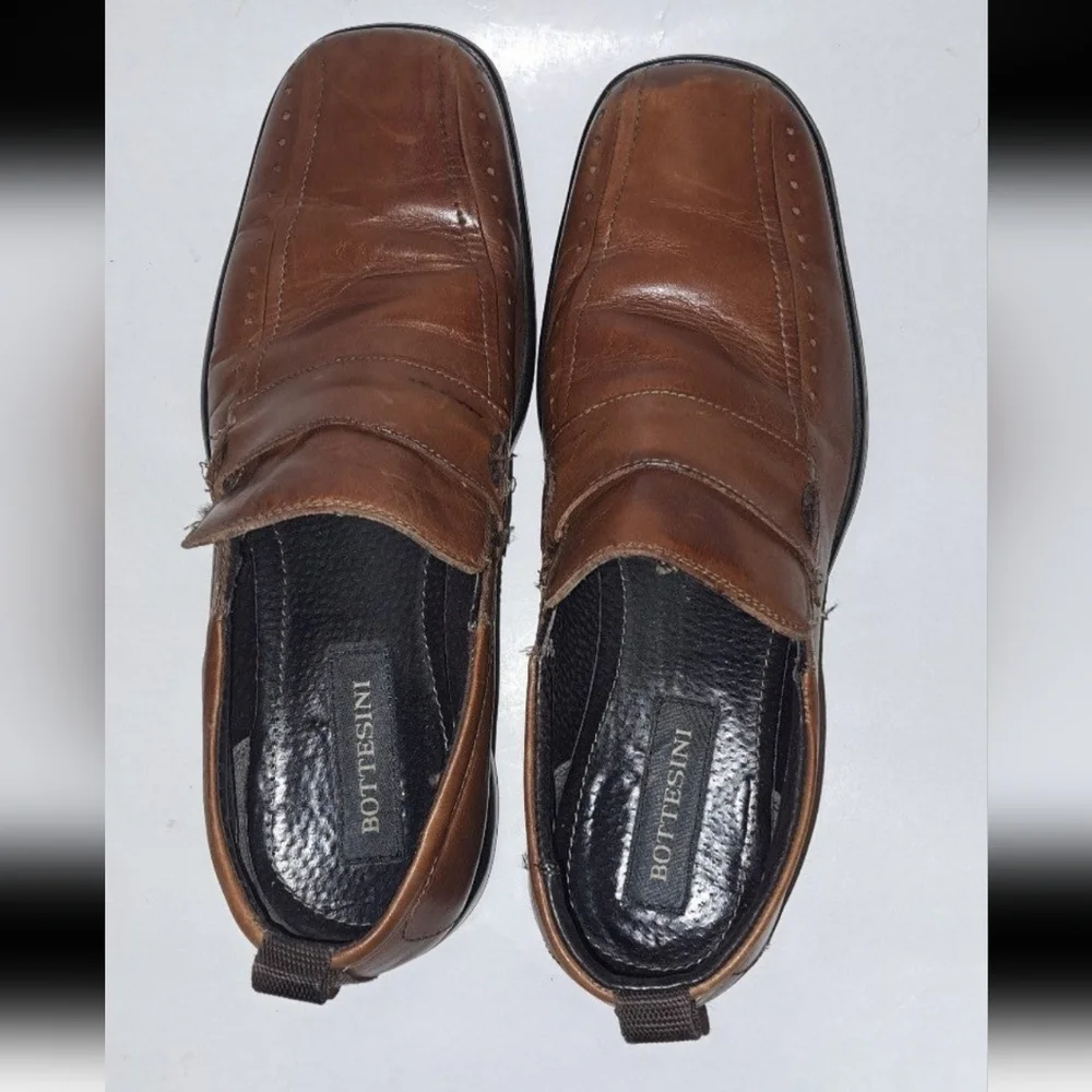 Bottesini Brown Tan Leather Slip-on Loafers No Slip Men's Italian Shoes Size 10